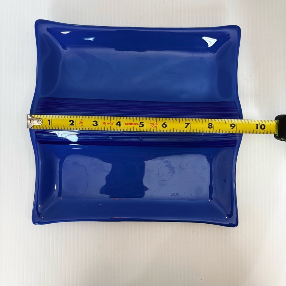 Cobalt Blue Fused Glass Catch All -trinket Plate Dish Signed By Artist - Picture 8 of 9
